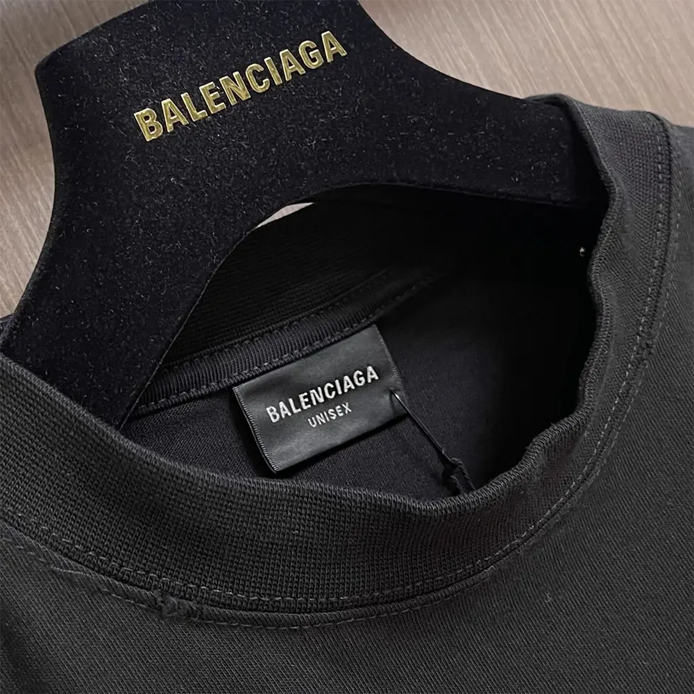 Balenciaga Women Burning Unity T-Shirt Oversized in Black Vintage Jersey - image 4
