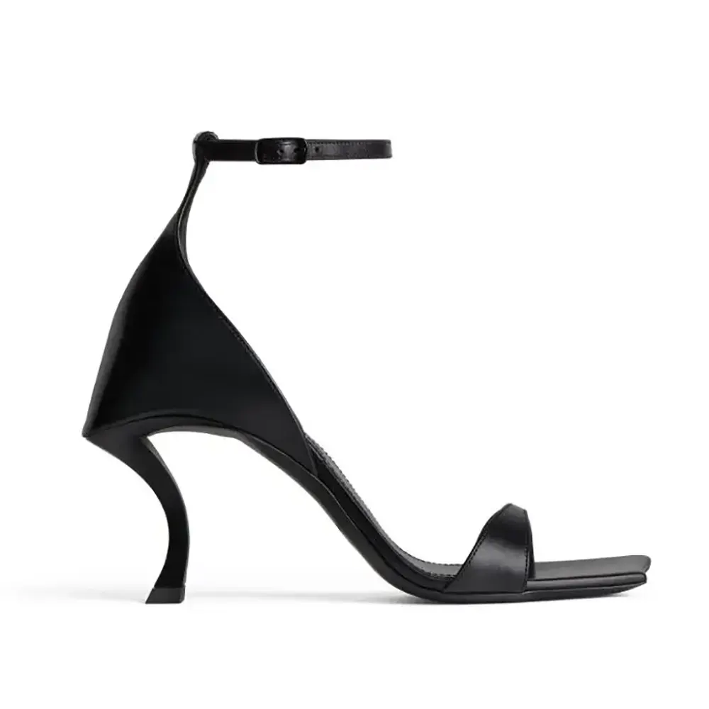 Side profile of Balenciaga Women Hourglass 100mm Sandal in Black