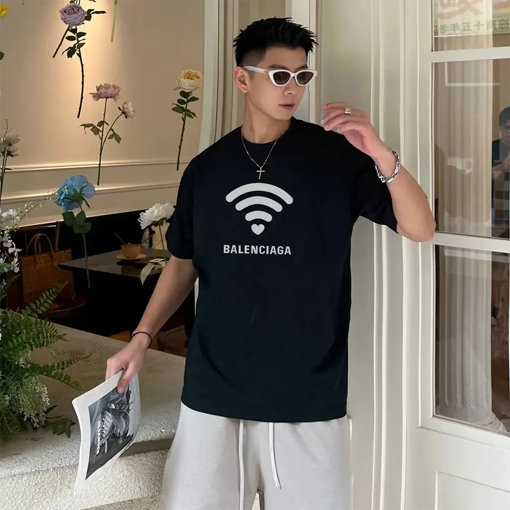 Balenciaga Men Lo_ve T-Shirt Medium Fit Black and Dark Grey Vintage Jersey - image 11