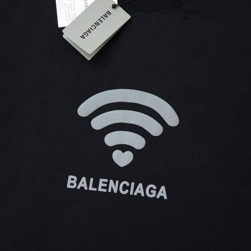 Balenciaga Men Lo_ve T-Shirt Medium Fit Black and Dark Grey Vintage Jersey - image 5