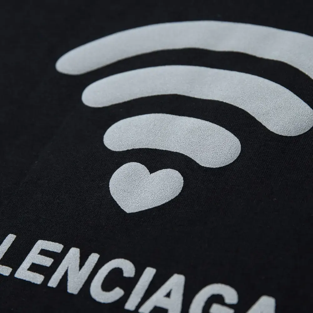 Balenciaga Men Lo_ve T-Shirt Medium Fit Black and Dark Grey Vintage Jersey - image 7