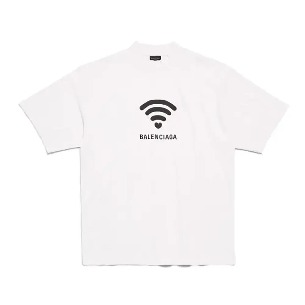 Front view of Balenciaga Men Lo_ve T-Shirt Medium Fit in off White