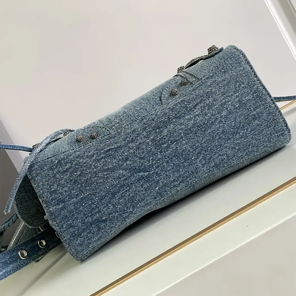 Balenciaga Women Neo Cagole City Handbag Denim with Rhinestones in Blue - image 5