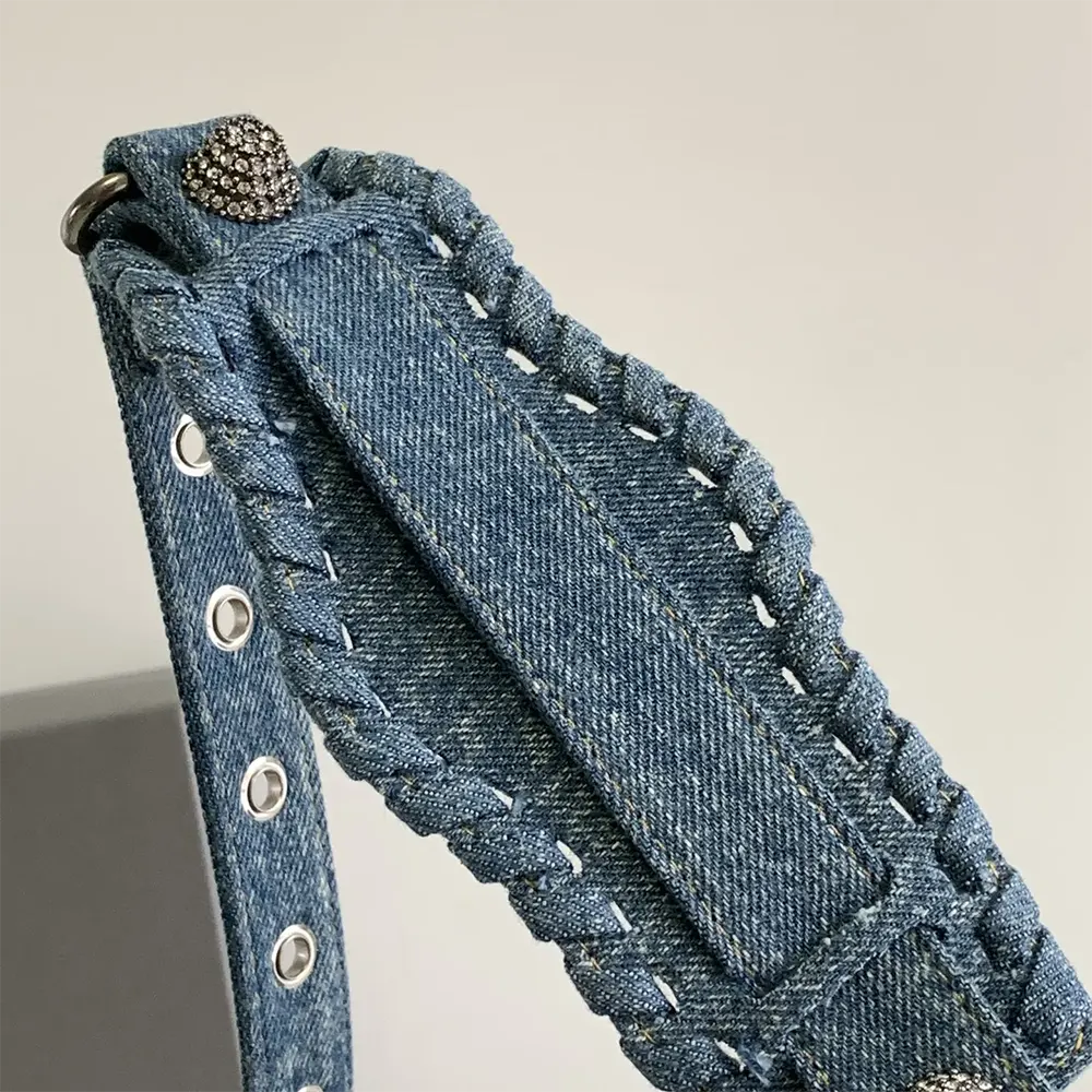 Balenciaga Women Neo Cagole City Handbag Denim with Rhinestones in Blue - image 8