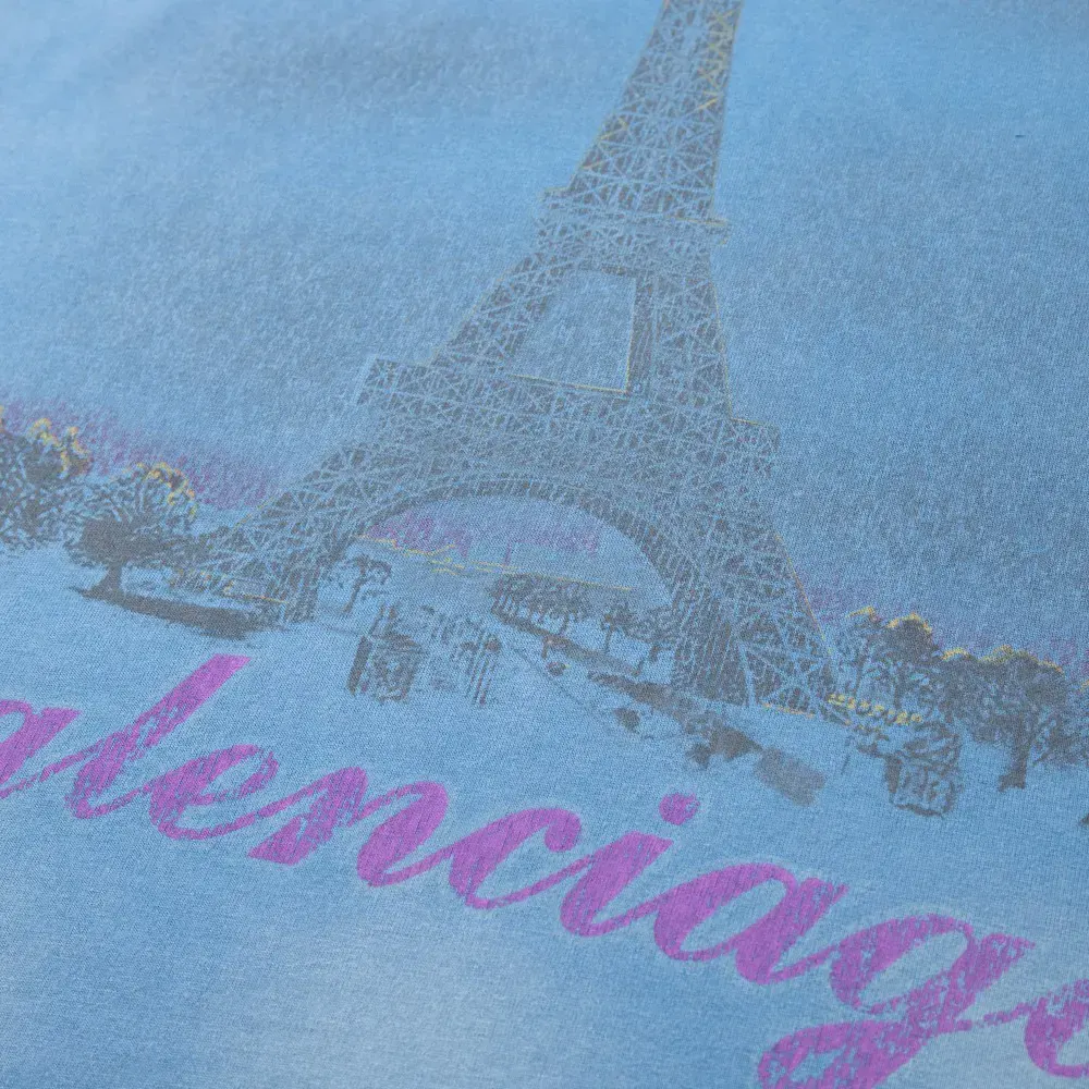 Balenciaga Men Paris Moon T-Shirt Oversized in Blue Vintage Jersey - image 5