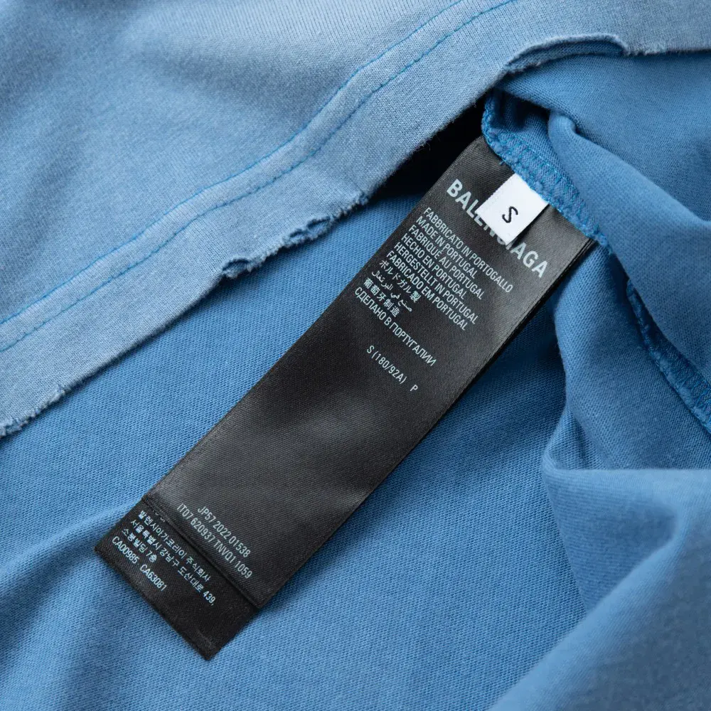 Balenciaga Men Paris Moon T-Shirt Oversized in Blue Vintage Jersey - image 10