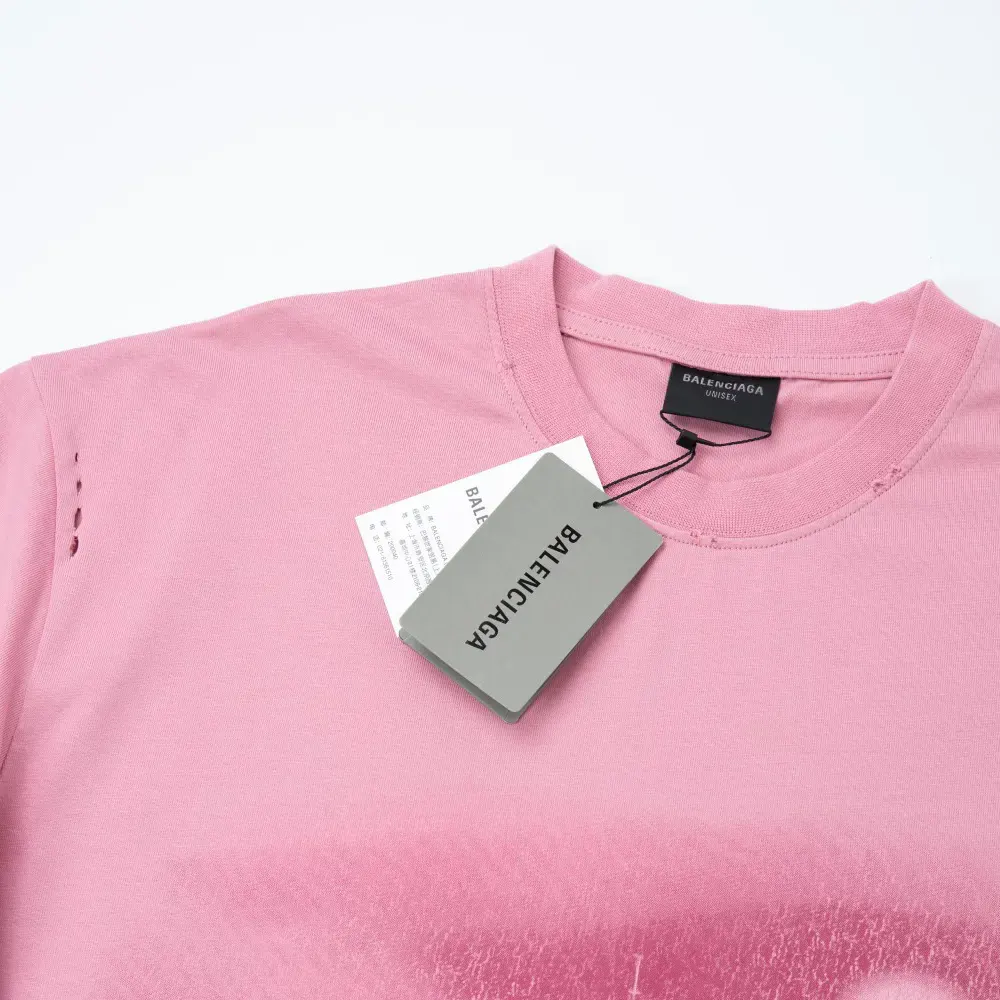 Balenciaga Men Paris Moon T-Shirt Oversized in Light Pink Vintage Jersey - image 4