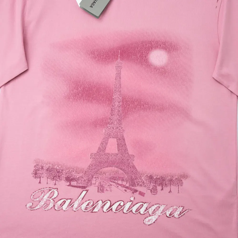 Balenciaga Men Paris Moon T-Shirt Oversized in Light Pink Vintage Jersey - image 6