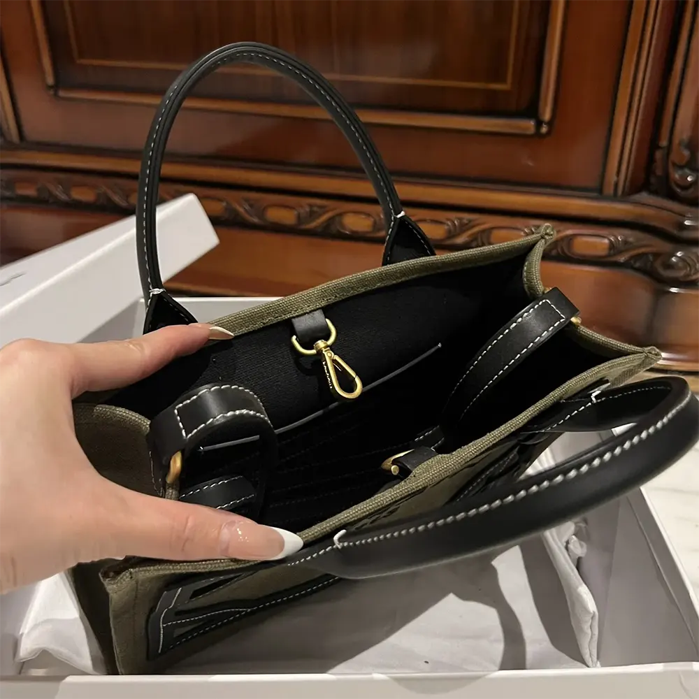 Balmain Women B-Army Small Canvas Shopping Bag with Leather Inserts - image 10