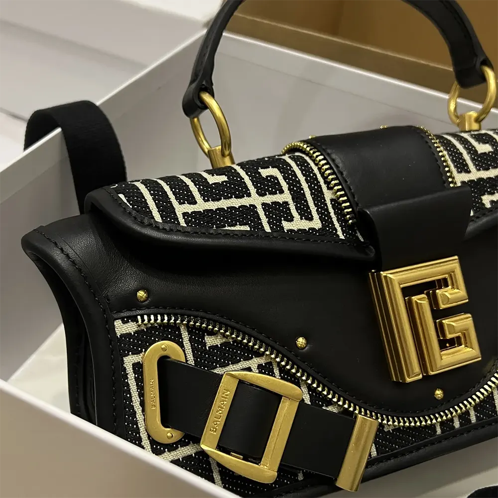 Balmain Women Blaze Clutch Bag in Leather with Balmain Jacquard Monogram - image 7