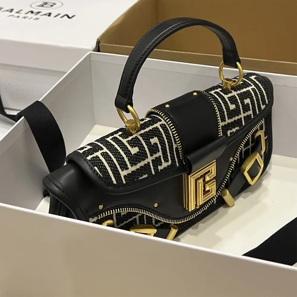 Balmain Women Blaze Clutch Bag in Leather with Balmain Jacquard Monogram - image 4