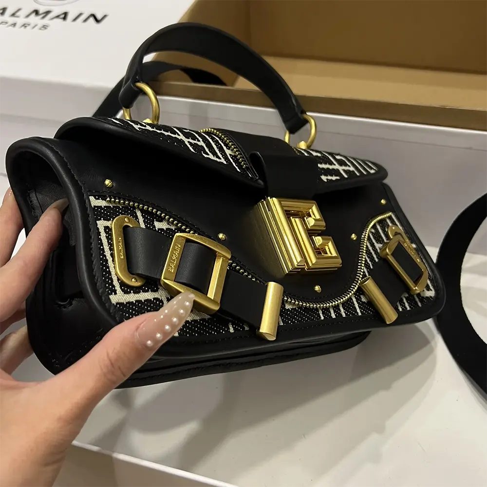 Balmain Women Blaze Clutch Bag in Leather with Balmain Jacquard Monogram - image 6