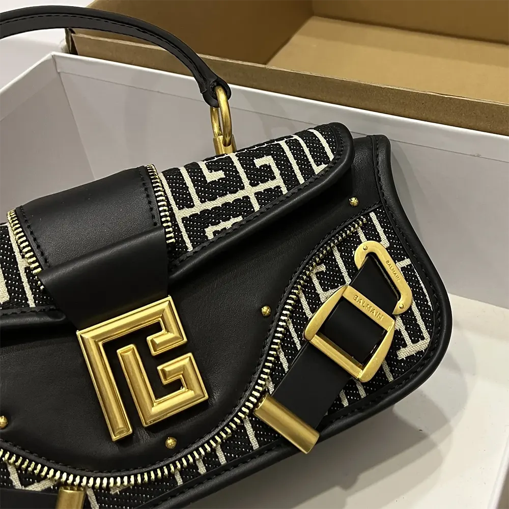 Balmain Women Blaze Clutch Bag in Leather with Balmain Jacquard Monogram - image 9