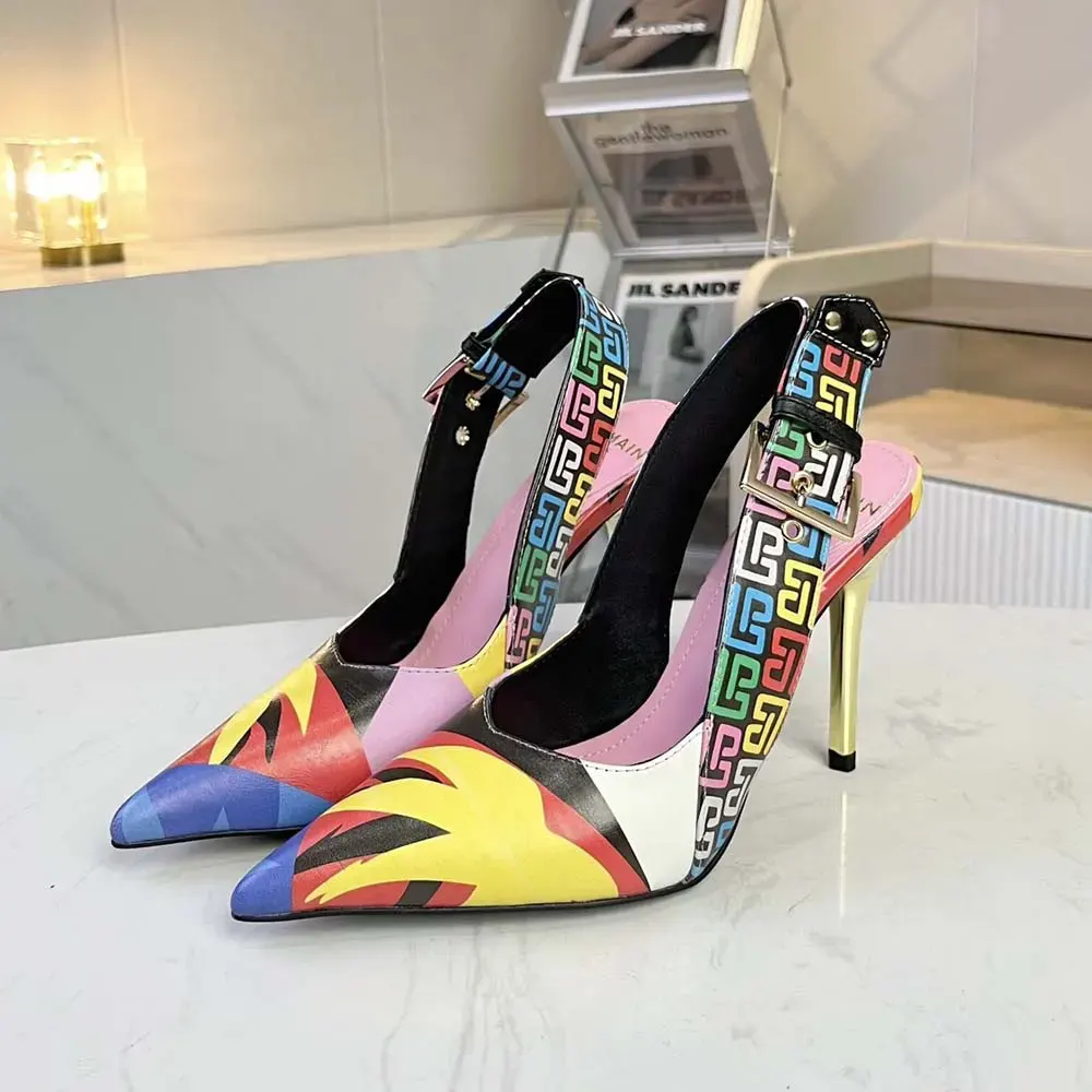 Top view showing adjustable slingback strap of Balmain Women Heeled Ruby Slingbacks