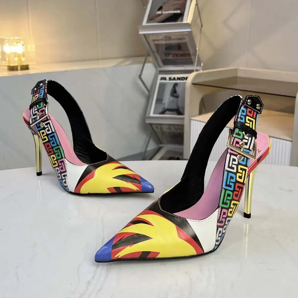 Balmain Women Heeled Ruby Slingbacks in Printed Satin - image 4