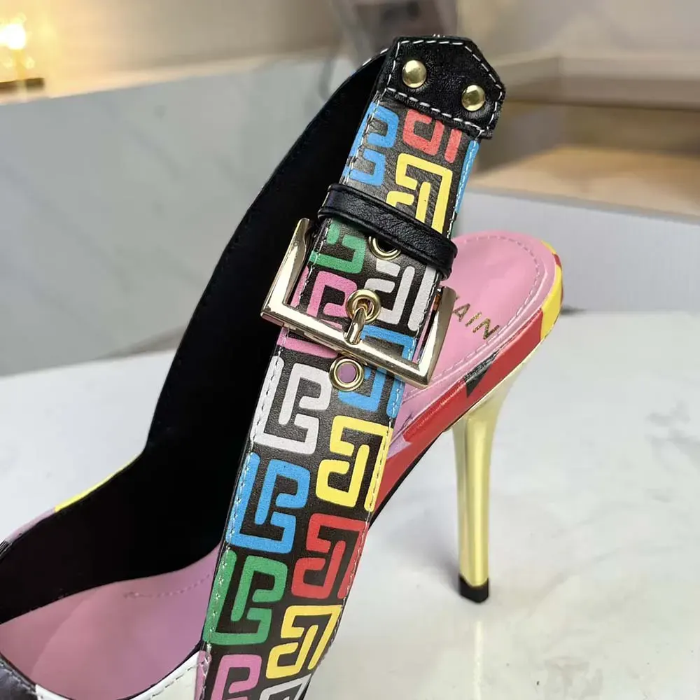 Balmain Women Heeled Ruby Slingbacks in Printed Satin - image 6
