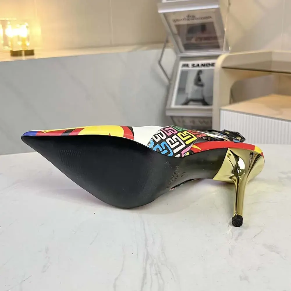 Balmain Women Heeled Ruby Slingbacks in Printed Satin - image 7
