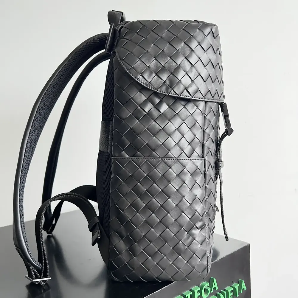 Bottega Veneta Unisex Intrecciato Flap Backpack-Black - image 4
