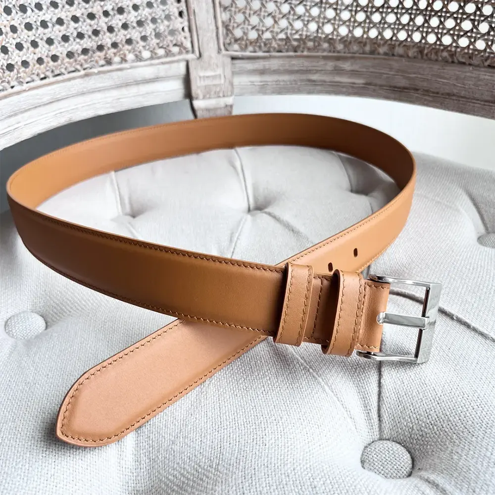 Bottega Veneta Unisex Smooth Calfskin Leather Belt-Wood - image 4