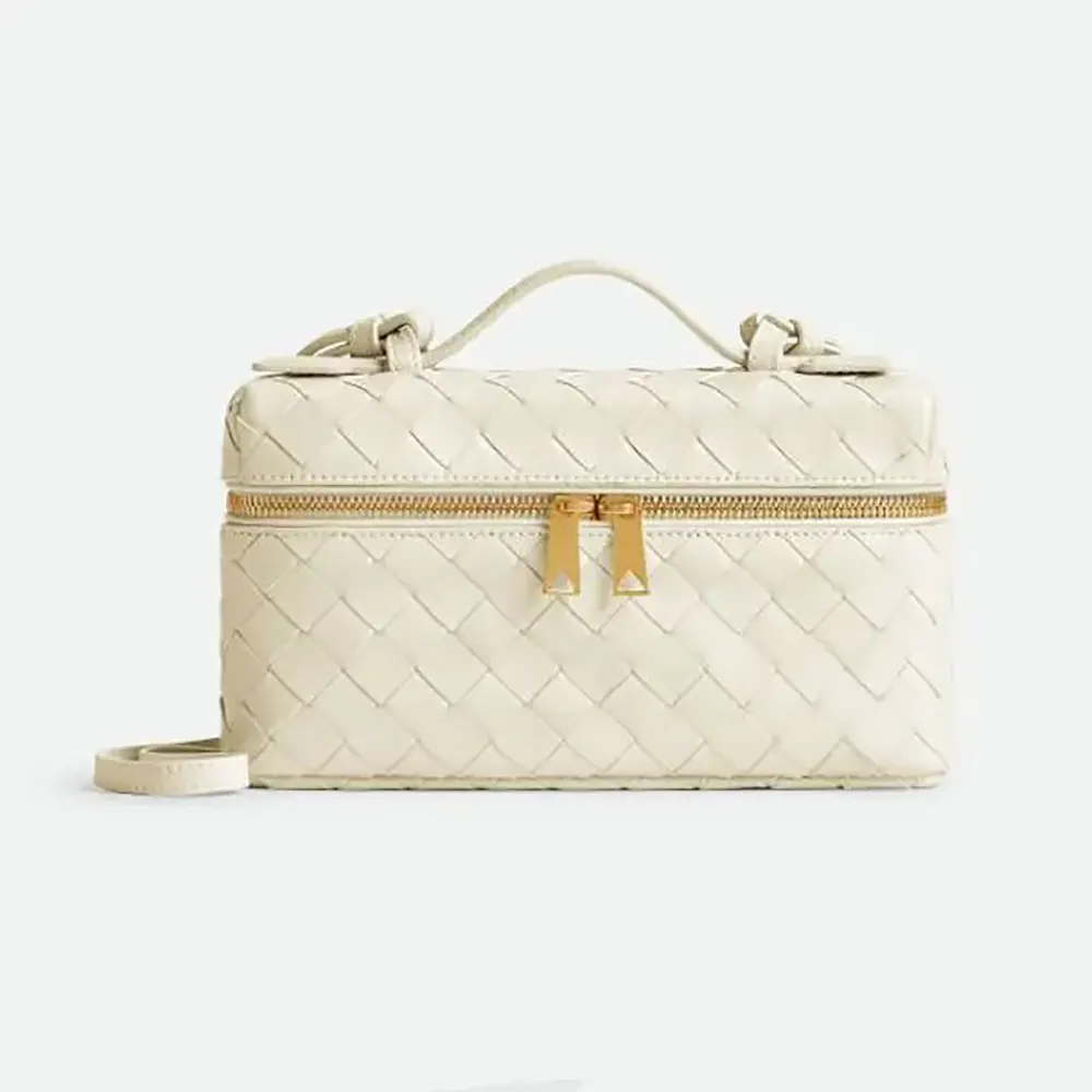 Front view of Bottega Veneta Women Bang Bang Vanity Case-White handbag
