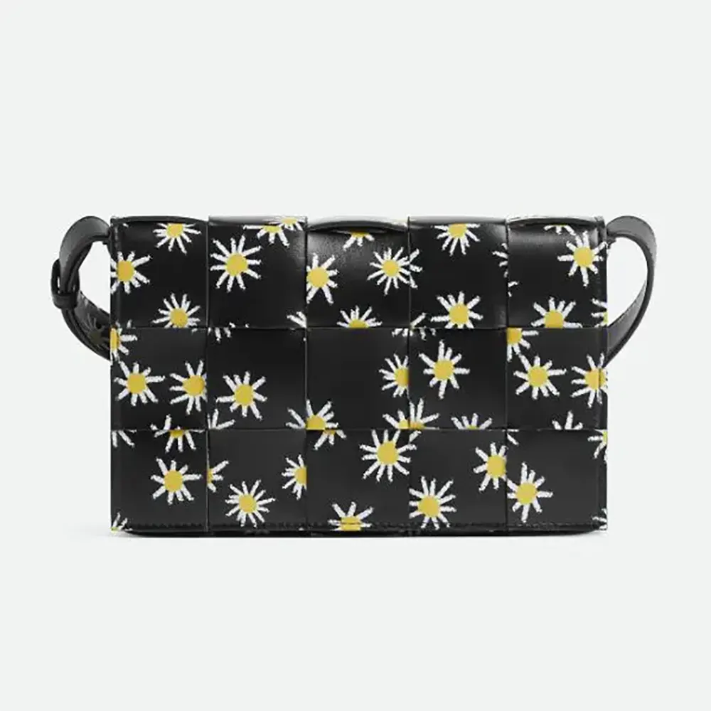 Front view of Bottega Veneta Women Cassette Intreccio Leather Cross-body Bag Embellished