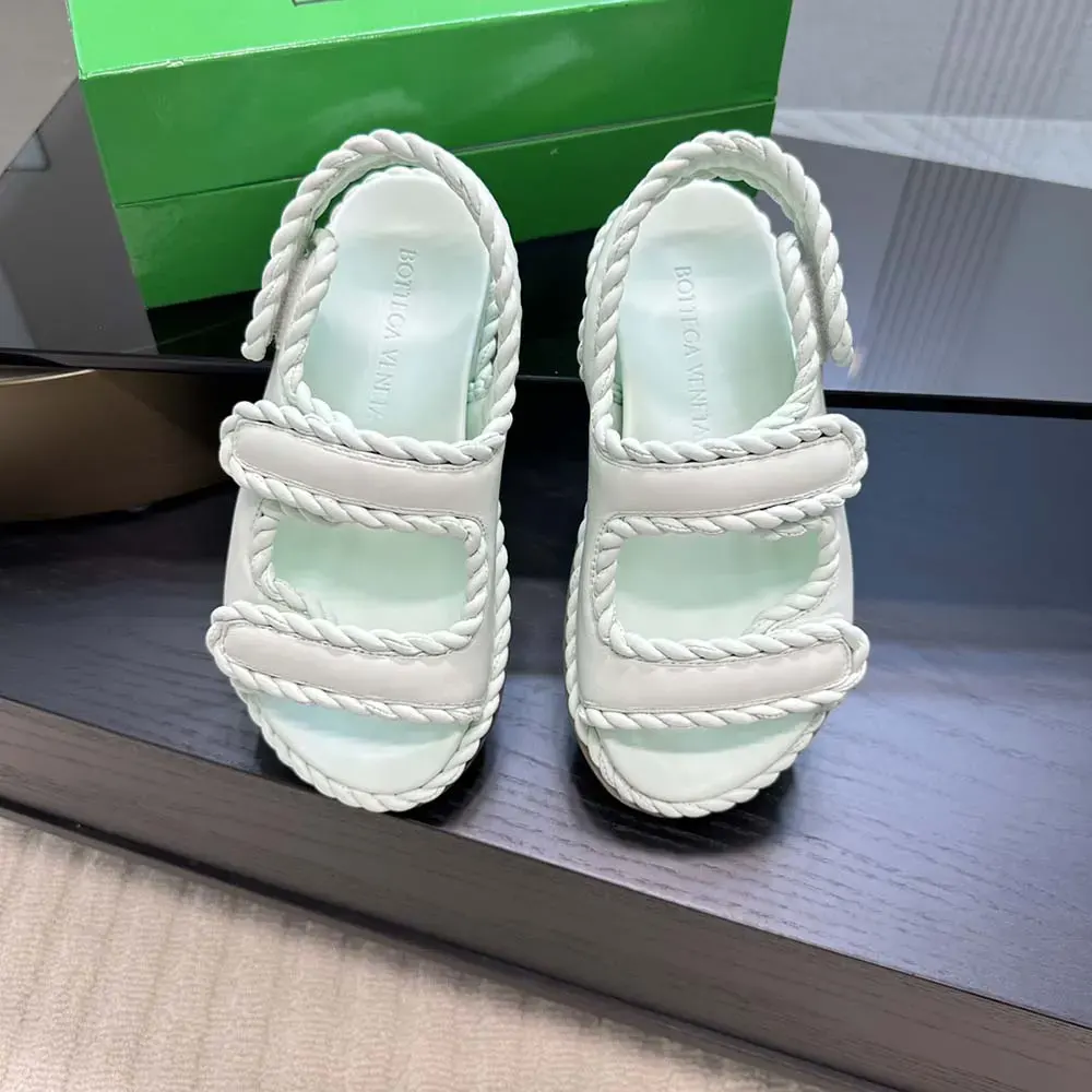 Top-down shot showing slip-on silhouette of Bottega Veneta Women Jack Flat Sandal