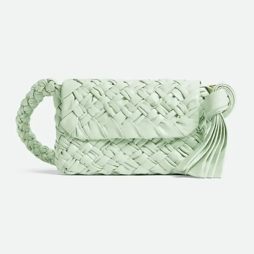 Front view of Bottega Veneta Women Kalimero Città in lime leather