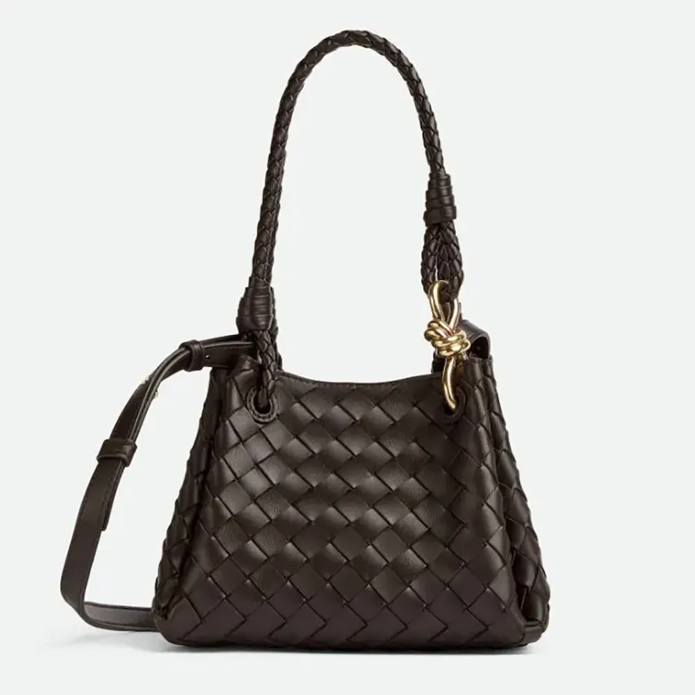Front view of Bottega Veneta Women Small Andiamo Parachute-Black bag