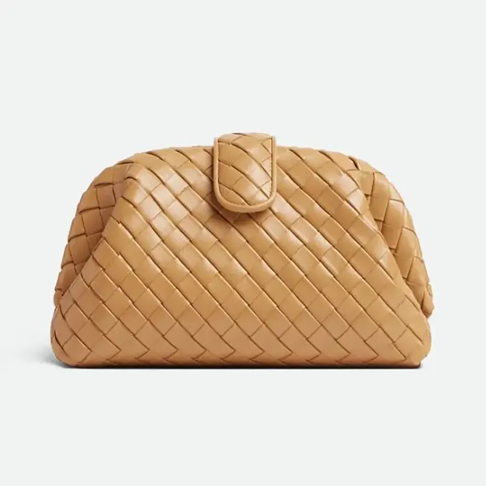Front angle of Bottega Veneta Women Teen Lauren 1980 With Chain-Dark Praline