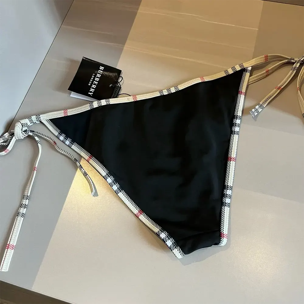 Burberry Women Check Trim Triangle Bikini-Black - image 8