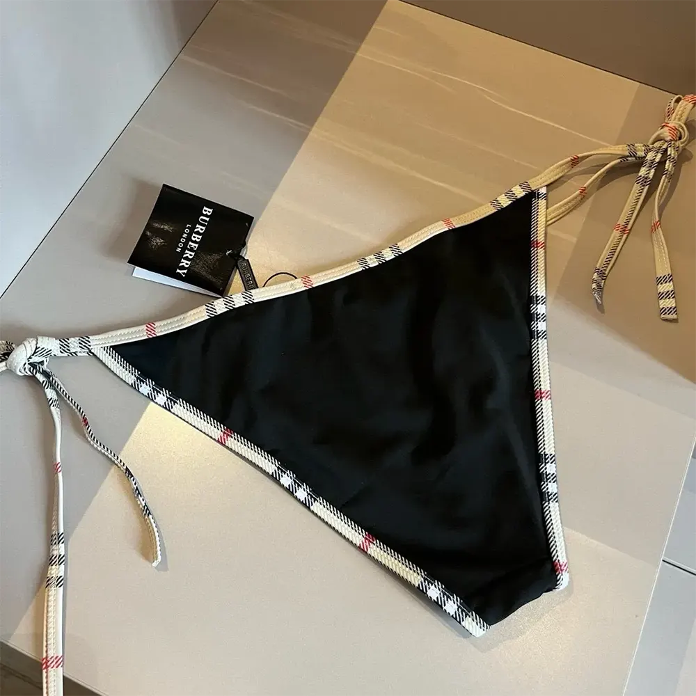 Burberry Women Check Trim Triangle Bikini-Black - image 9