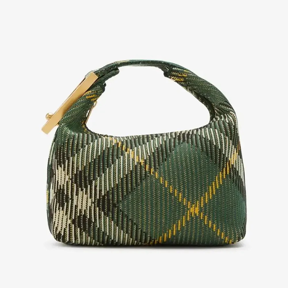 Front view of Burberry Women Mini Peg Duffle Bag-Green showing zip closure