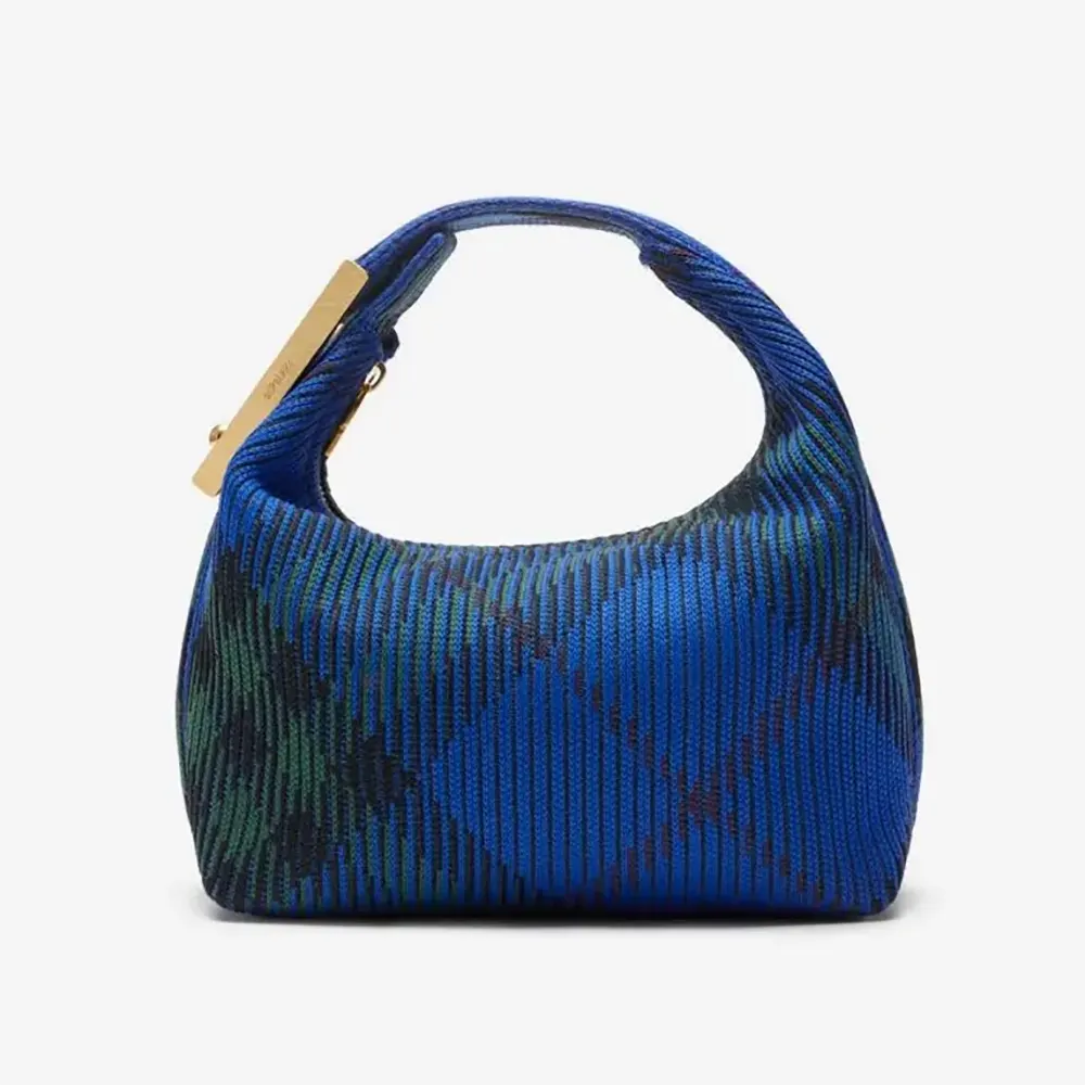 Front view of Burberry Women Mini Peg Duffle Bag-Navy showing zip closure