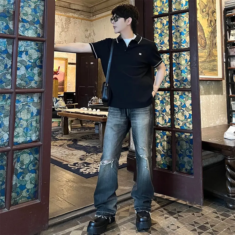 Celine Men Classic Polo Shirt in Cotton Piqué-Black 2X75H626U.38AW - image 10