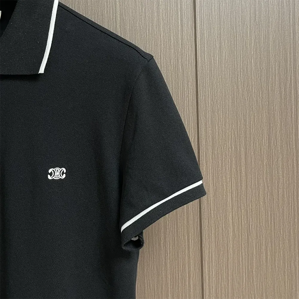 Celine Men Classic Polo Shirt in Cotton Piqué-Black 2X75H626U.38AW - image 6