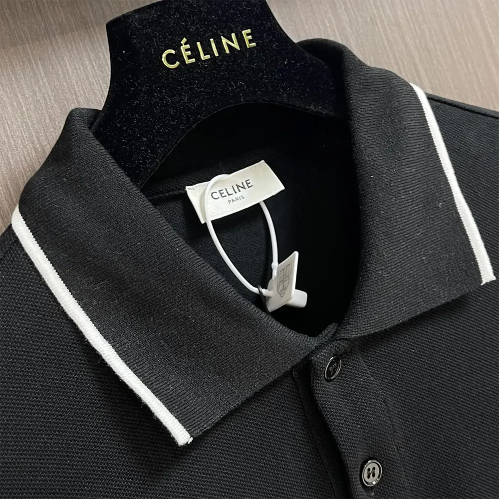 Celine Men Classic Polo Shirt in Cotton Piqué-Black 2X75H626U.38AW - image 4