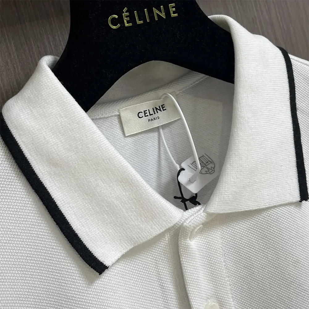 Celine Men Classic Polo Shirt in Cotton Piqué-White 2X75H626U.01OB - image 4