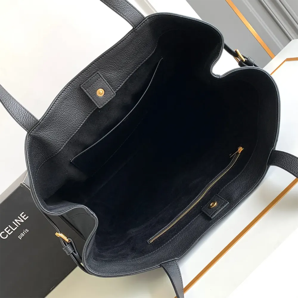 Celine Women Medium Cabas Anaïs Cuir Triomphe in Grained Calfskin-Black - image 7