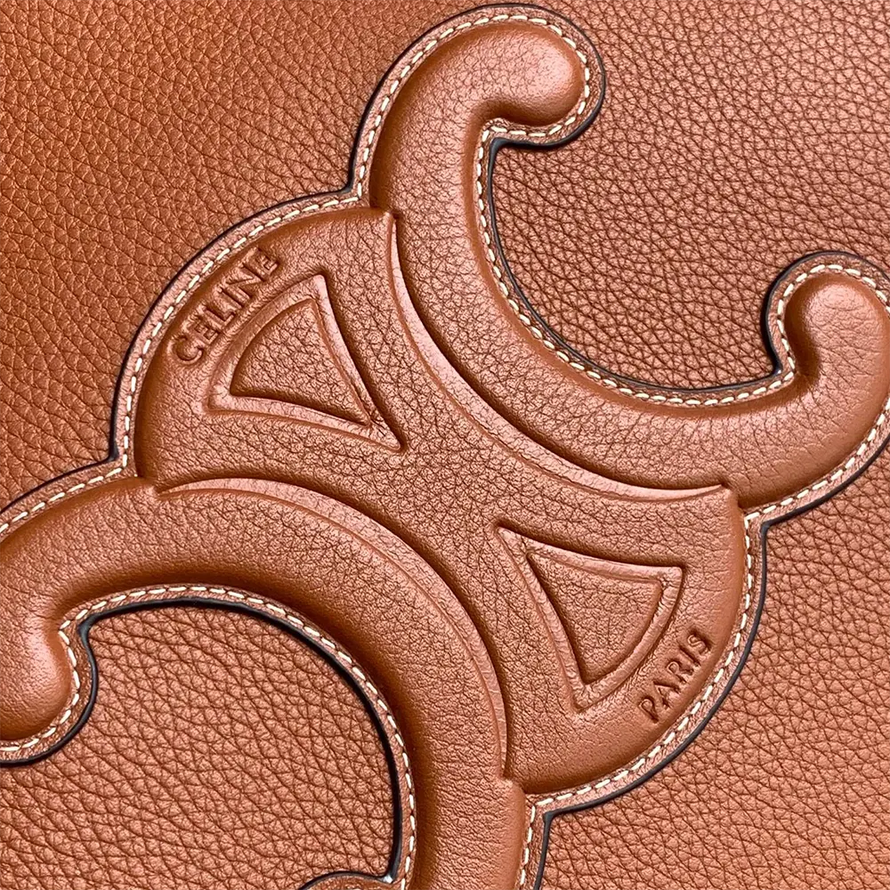 Celine Women Medium Cabas Anaïs Cuir Triomphe in Grained Calfskin-Tan - image 9