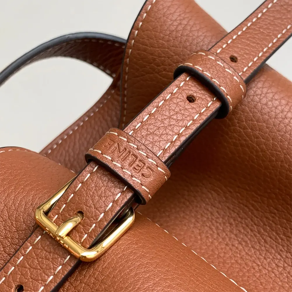 Celine Women Medium Cabas Anaïs Cuir Triomphe in Grained Calfskin-Tan - image 8