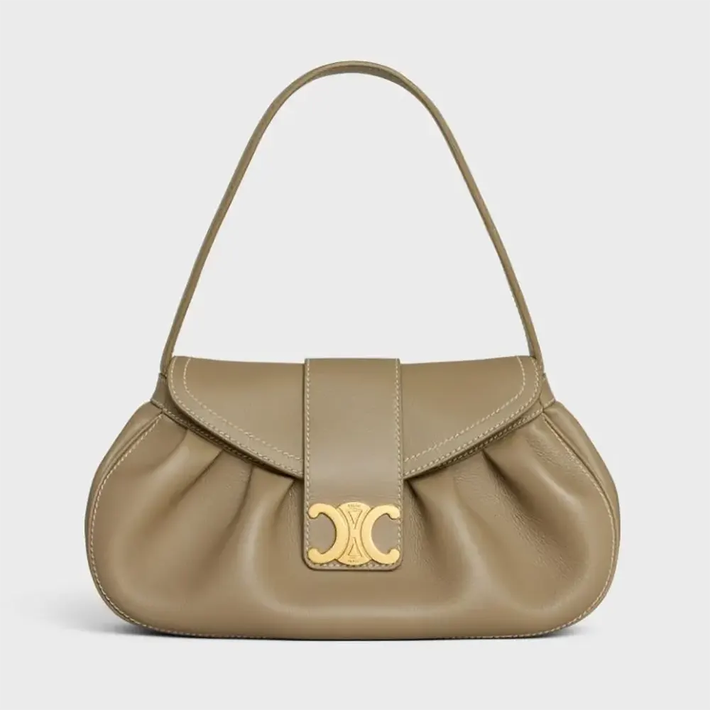 Front view of Celine Women Medium Polly Bag in supple calfskin