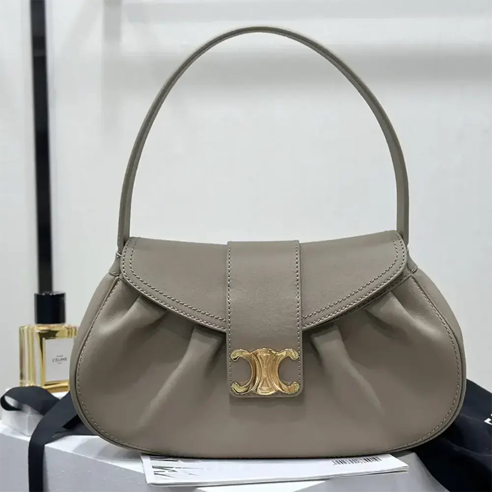 Close-up of gold hardware detail on Celine Women Medium Polly Bag