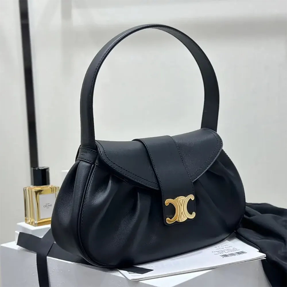 Celine Women Medium Polly Bag in Supple Calfskin-Black 115633FDU.38NO - image 4
