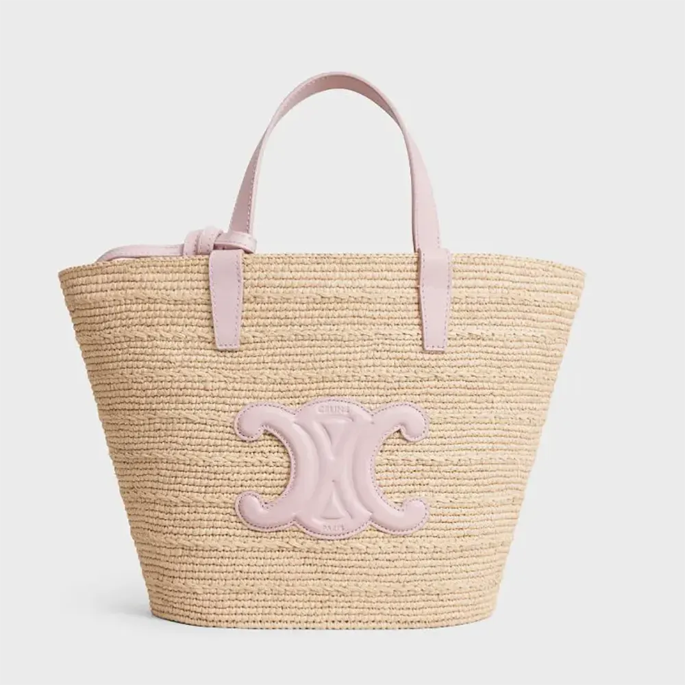 Front view of Celine Women Teen Supple Celine Classic Panier in Pink
