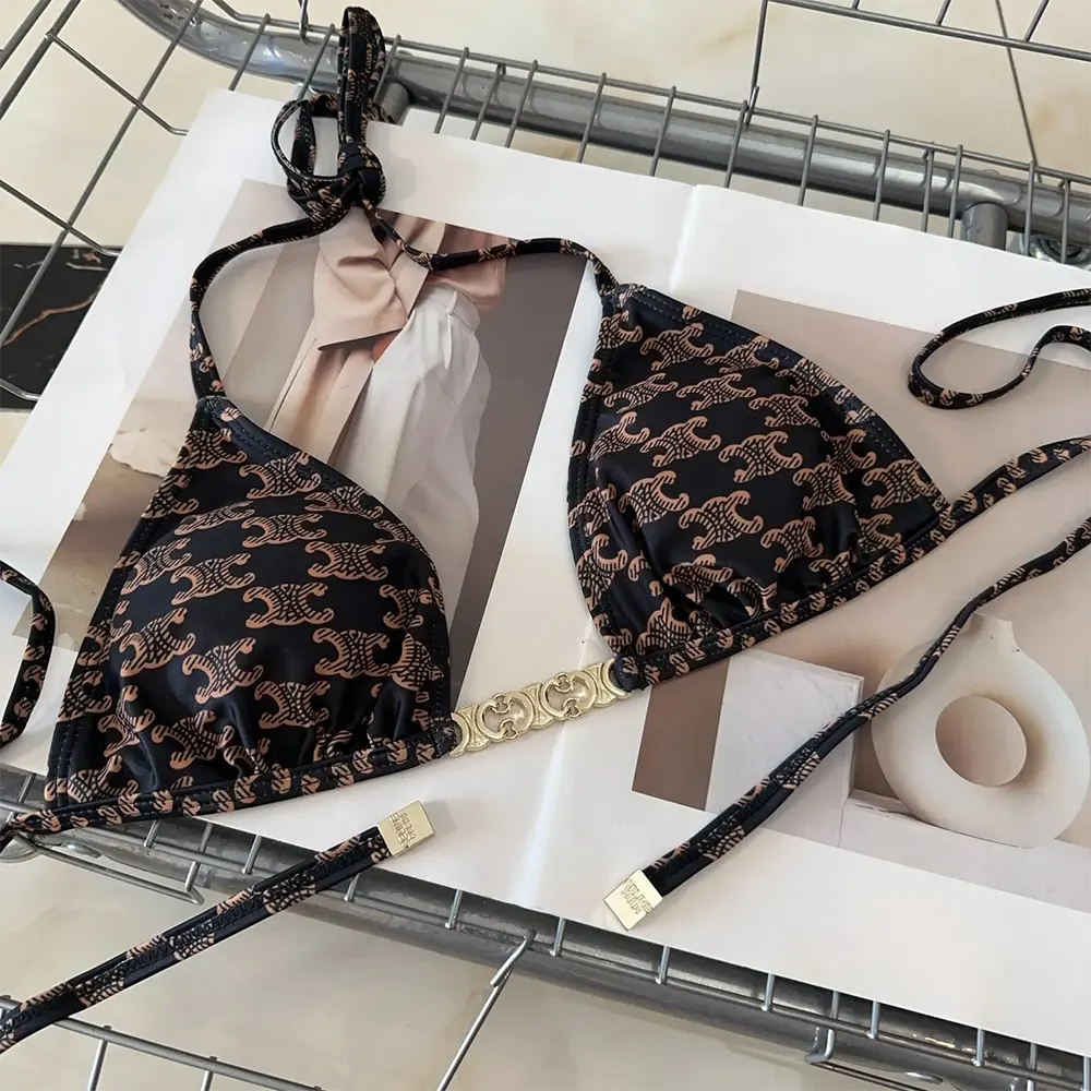 Celine Women Triangle Top / Swimsuit Bottom in Monogram Jersey 2X16F939T.17BR - image 5