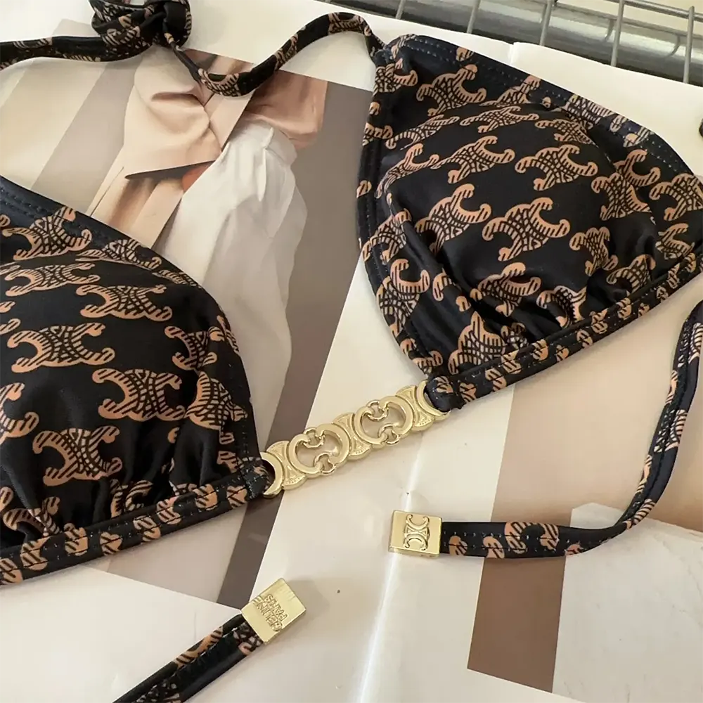 Celine Women Triangle Top / Swimsuit Bottom in Monogram Jersey 2X16F939T.17BR - image 6
