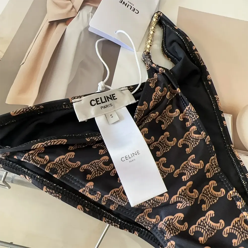 Celine Women Triangle Top / Swimsuit Bottom in Monogram Jersey 2X16F939T.17BR - image 7