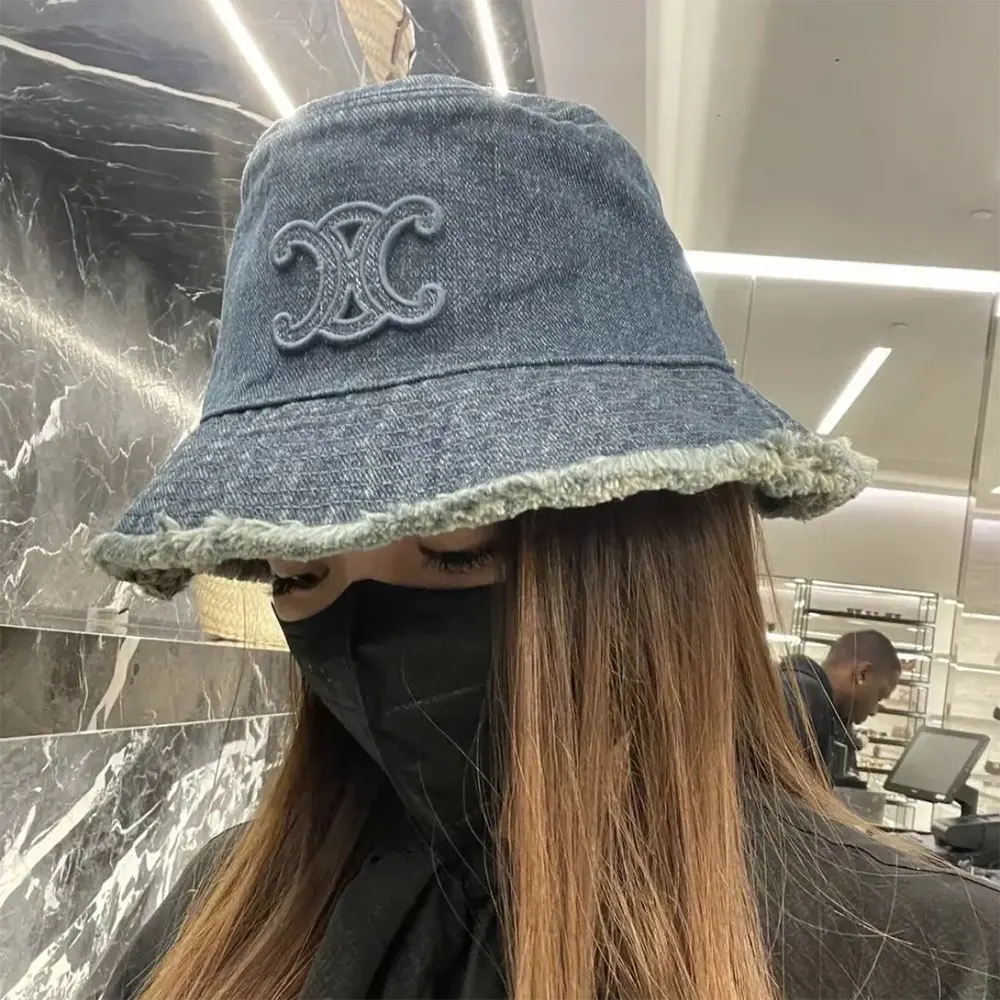 Celine Women Triomphe Bucket Hat in Dark Union Wash Denim - image 9