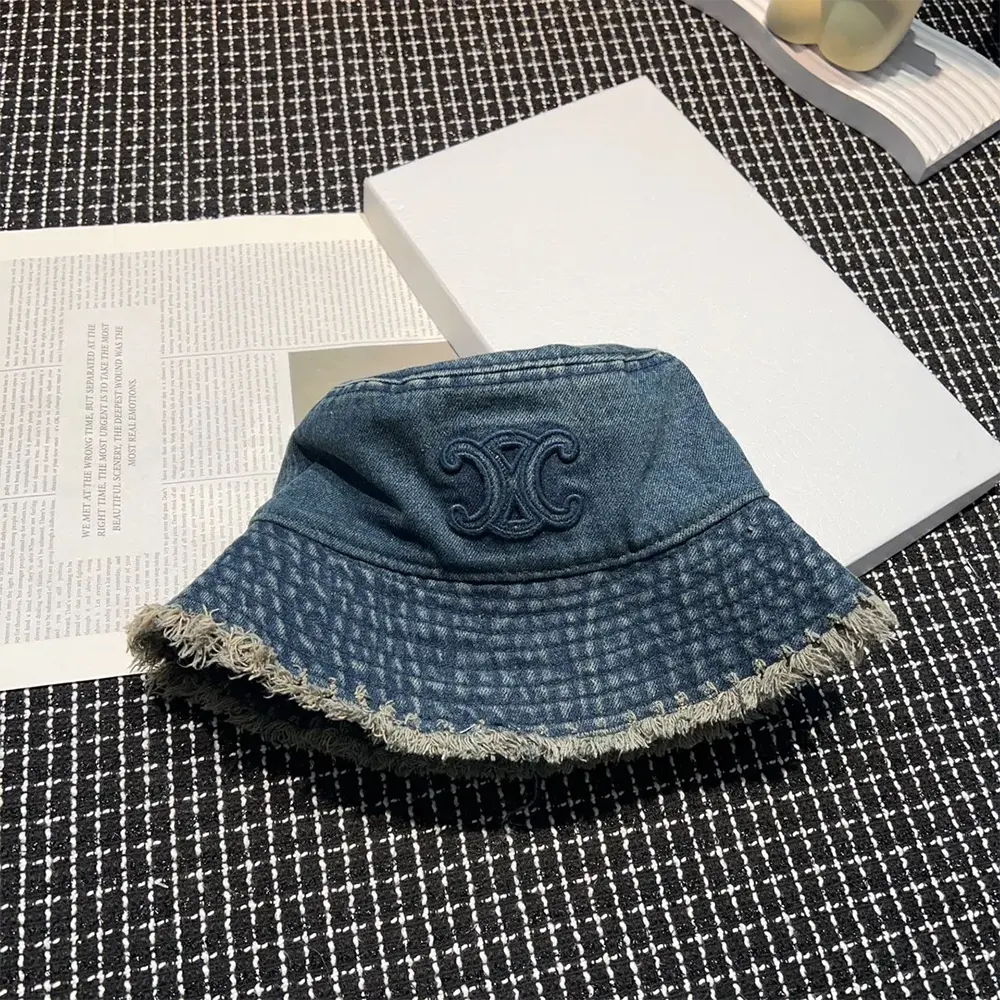 Celine Women Triomphe Bucket Hat in Dark Union Wash Denim - image 7
