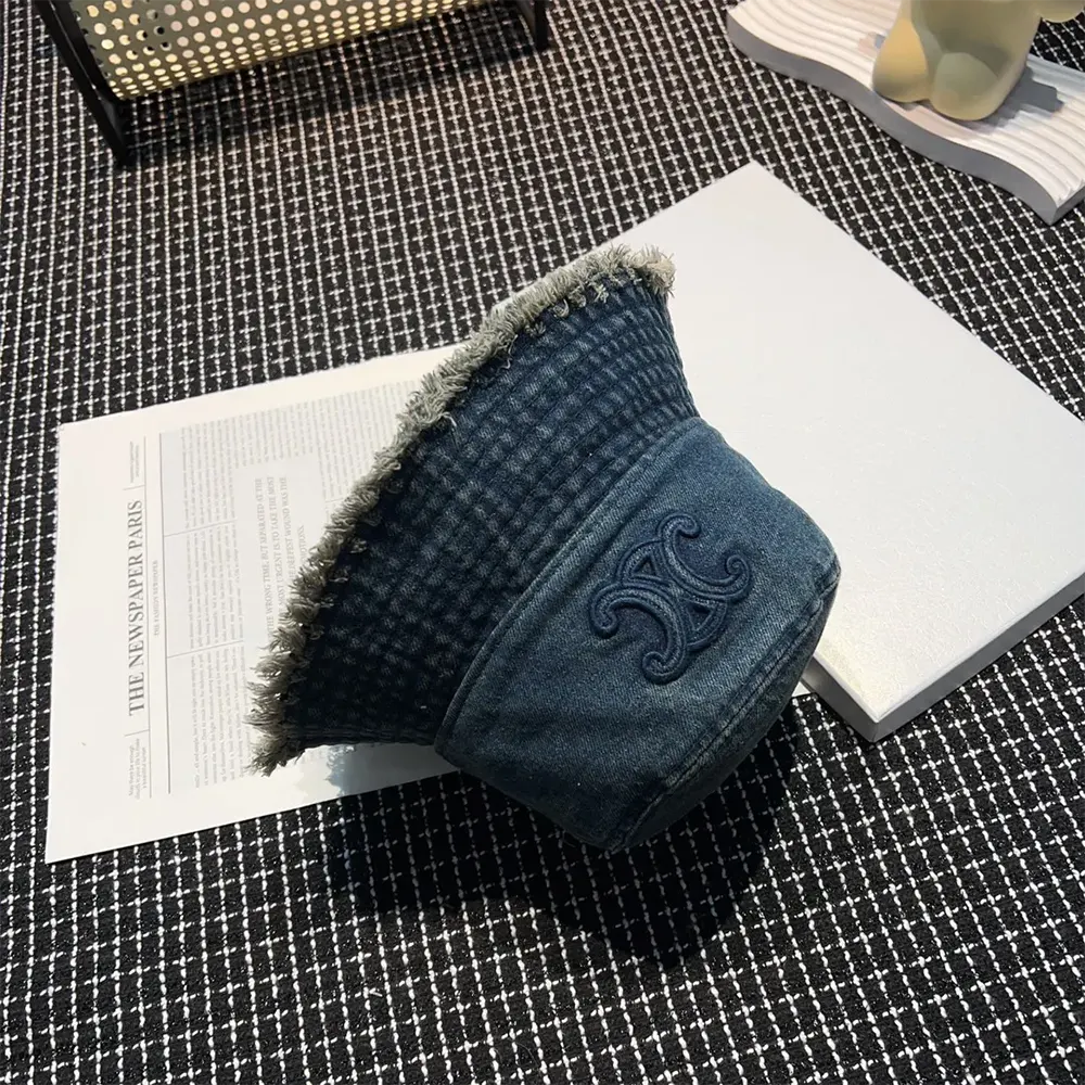 Celine Women Triomphe Bucket Hat in Dark Union Wash Denim - image 5